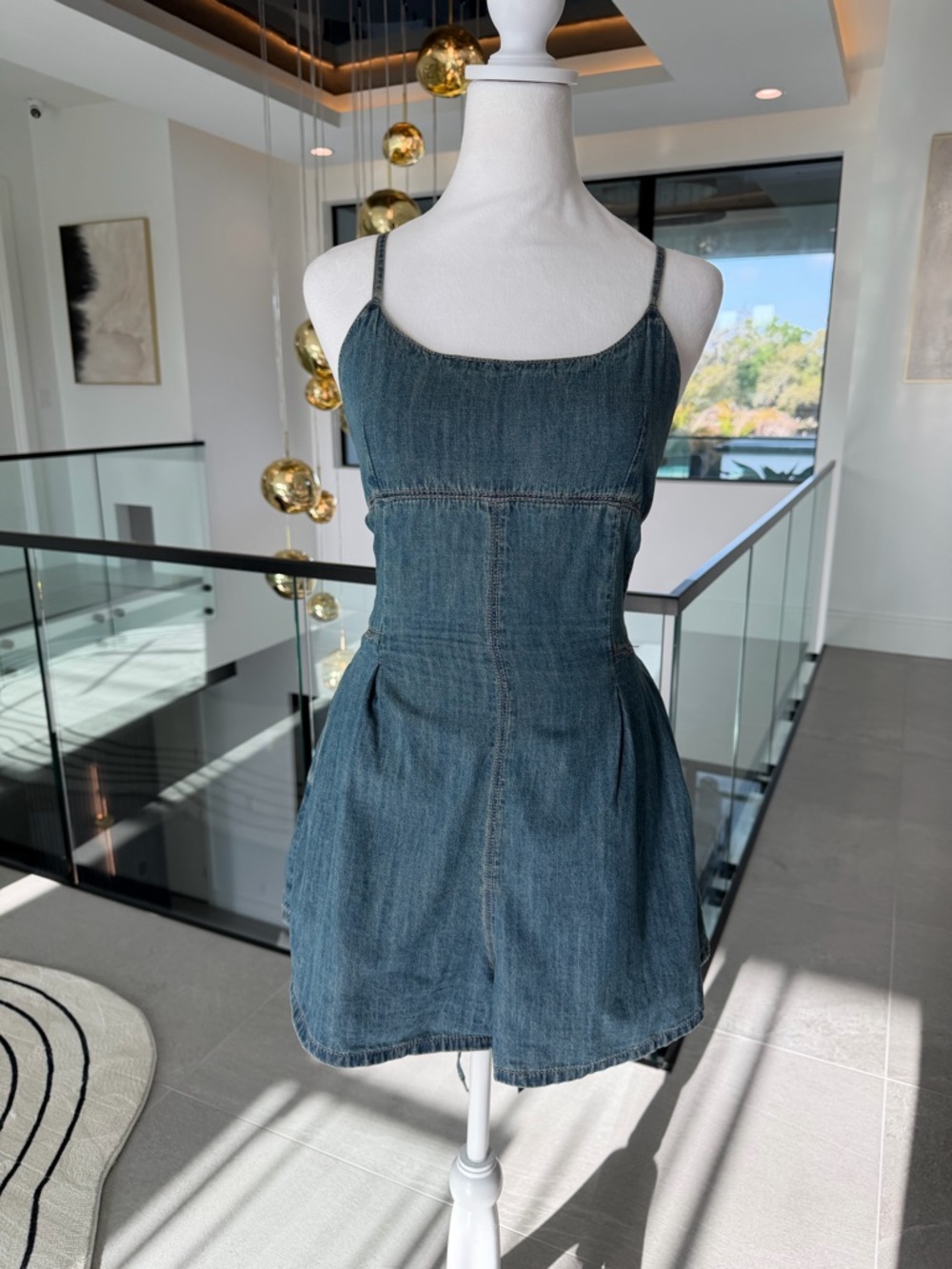Denim Spaghetti-Strap romper- Size M
